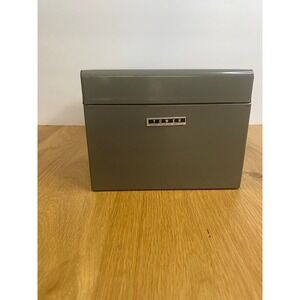 Tower Sears Roebuck Metal Index‎ Card Box Gray Good Vintage Industrial 8.5x6x5.5